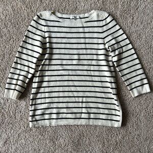 Madewell cream and black striped sweater with side sipper detail, Size M